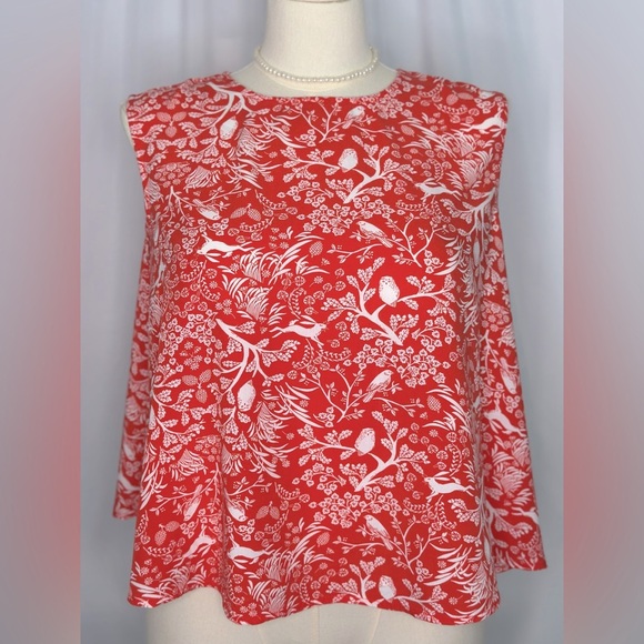 Old Navy Red and White Sleeveless Flyaway Blouse (830) - Picture 1 of 11